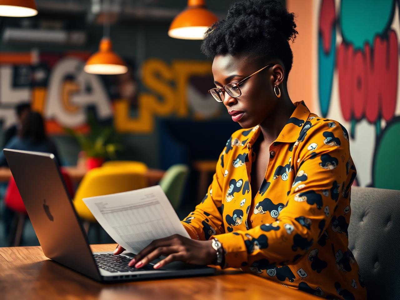 Business owner checking records before a transaction